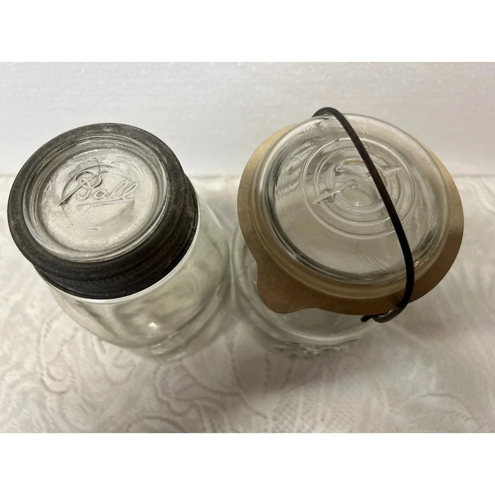 Vintage Ball Perfect Mason and Ball Ideal Glass Canning‎ Jars Set of 2 Clear